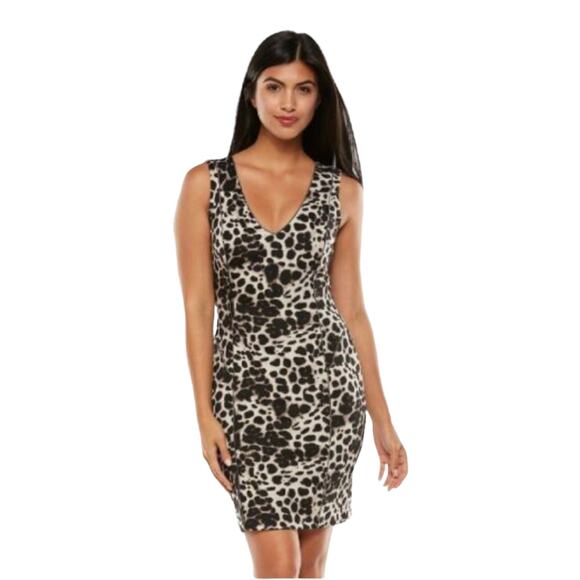 Jennifer Lopez Animal Print Chain Embellished Ponte Sheath Dress Women's 12 - Picture 1 of 10